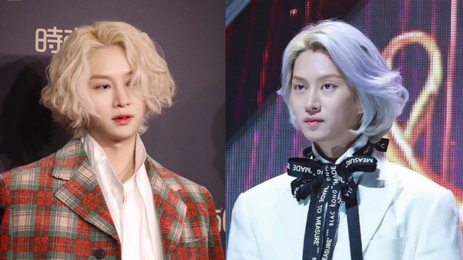 Which Hairsyle Does Heechul Rock The Most With His Blonde Hair: Straight or Curly?
